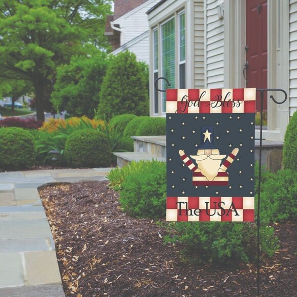 GOD BLESS The USA Uncle Sam Primitive Double Sided Patriotic 12 x 18 Garden Flag - Picture 5 of 9